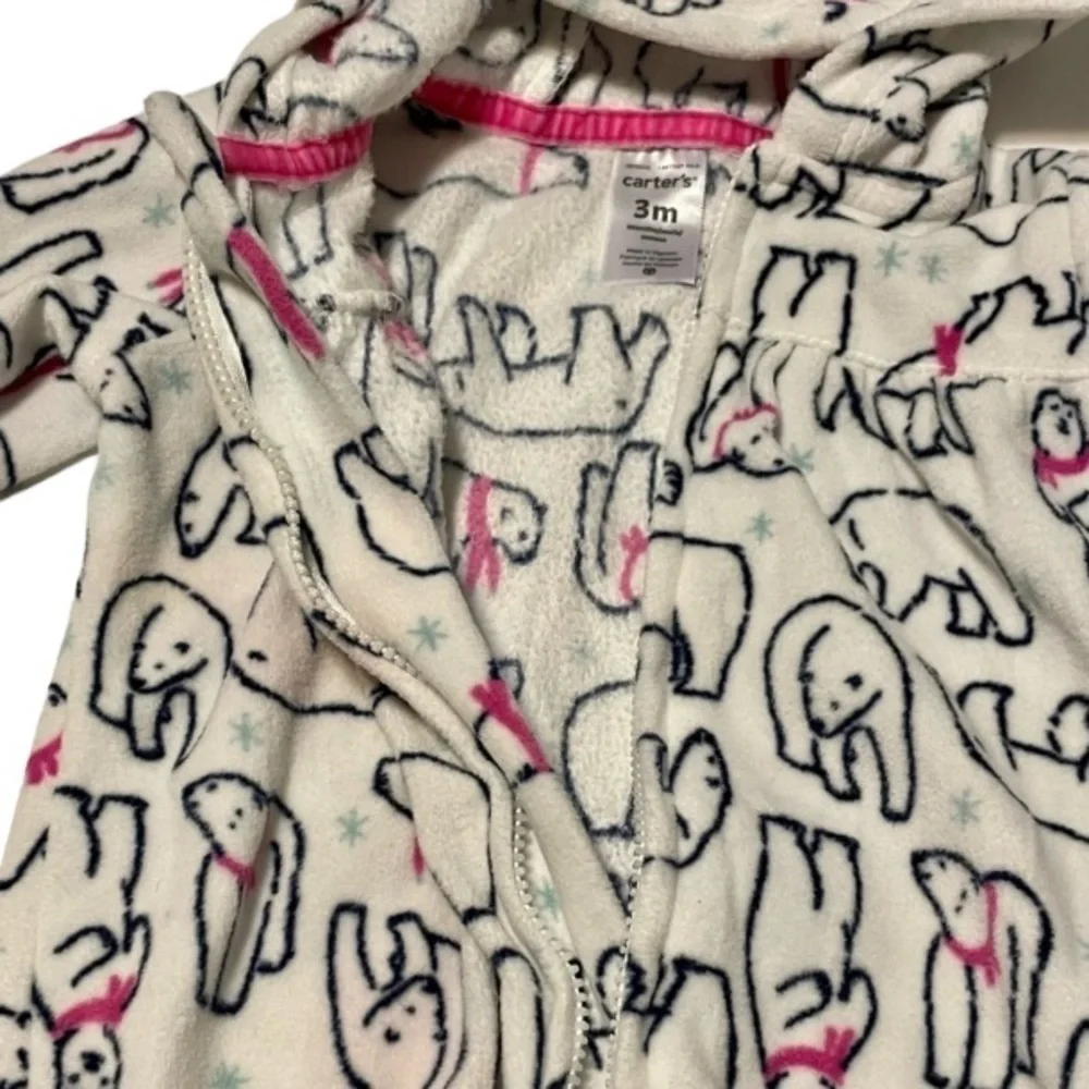 Carter’s Polar Bear Winter Fleece Onesie Full Zip Size 3m